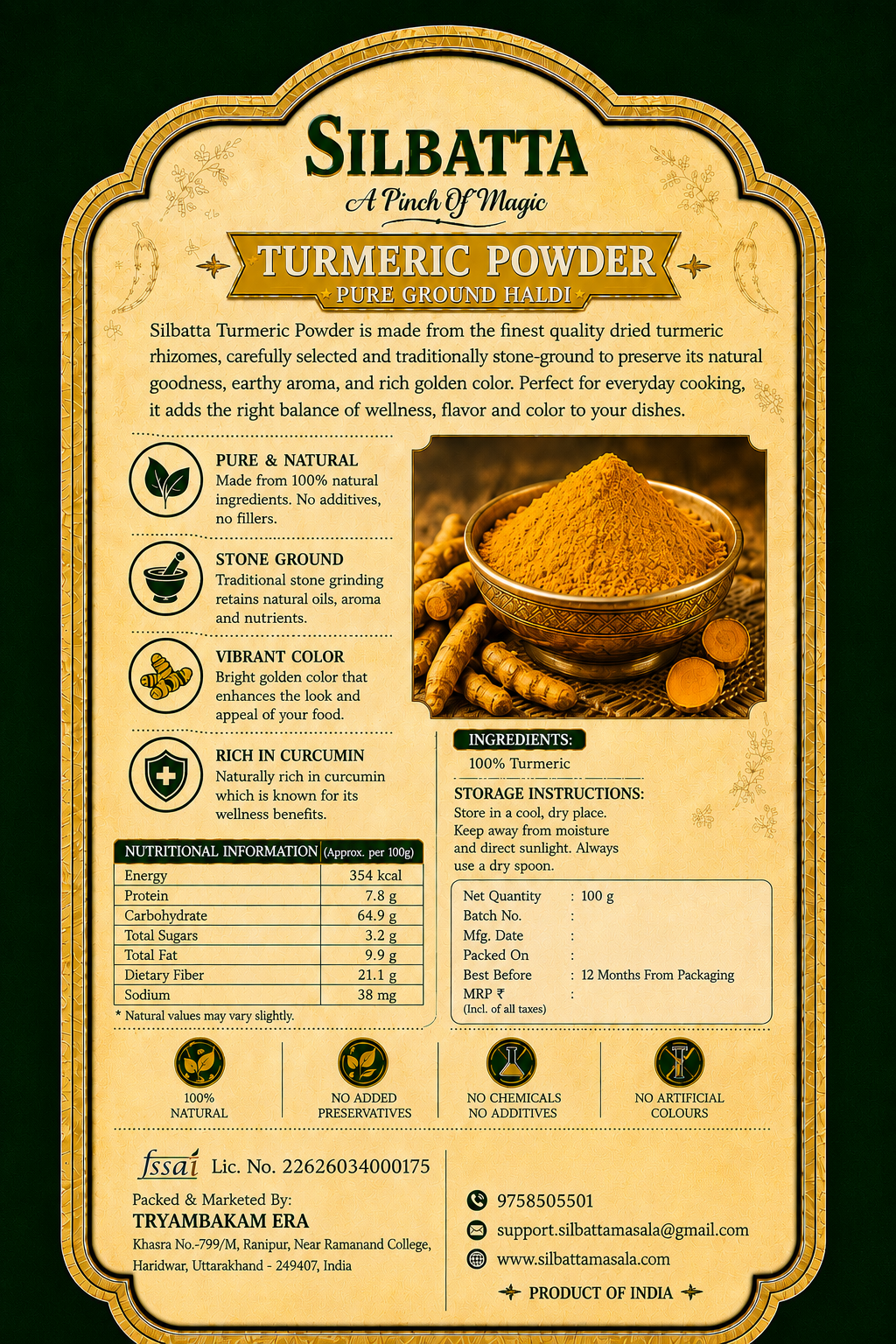 Silbatta Turmeric Powder 100g