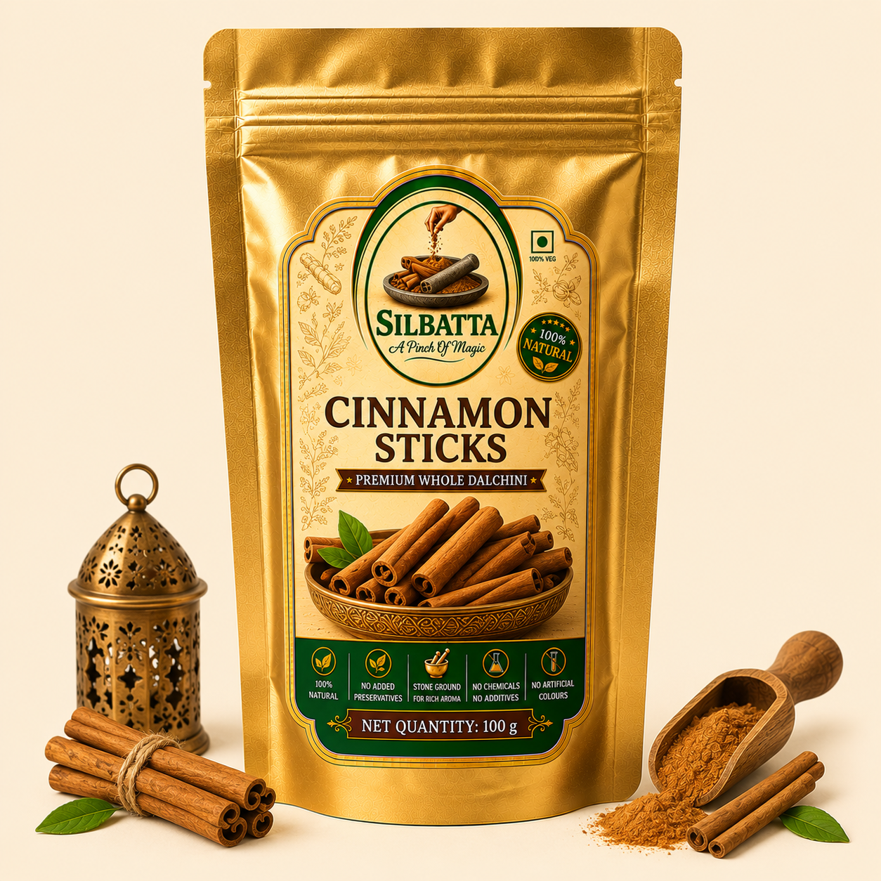 SILBATTA Cinnamon Sticks 100g premium whole naturally aromatic dalchini